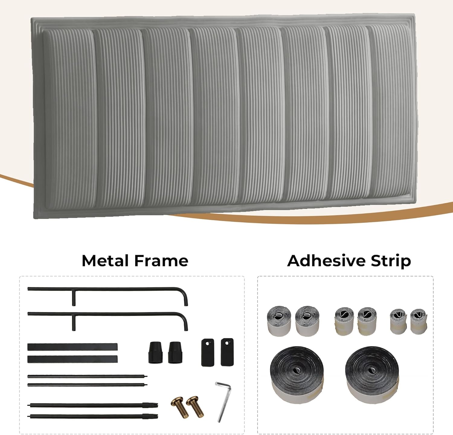Upholstered DIY Headboard with Metal Frame and Adhesive Strip
