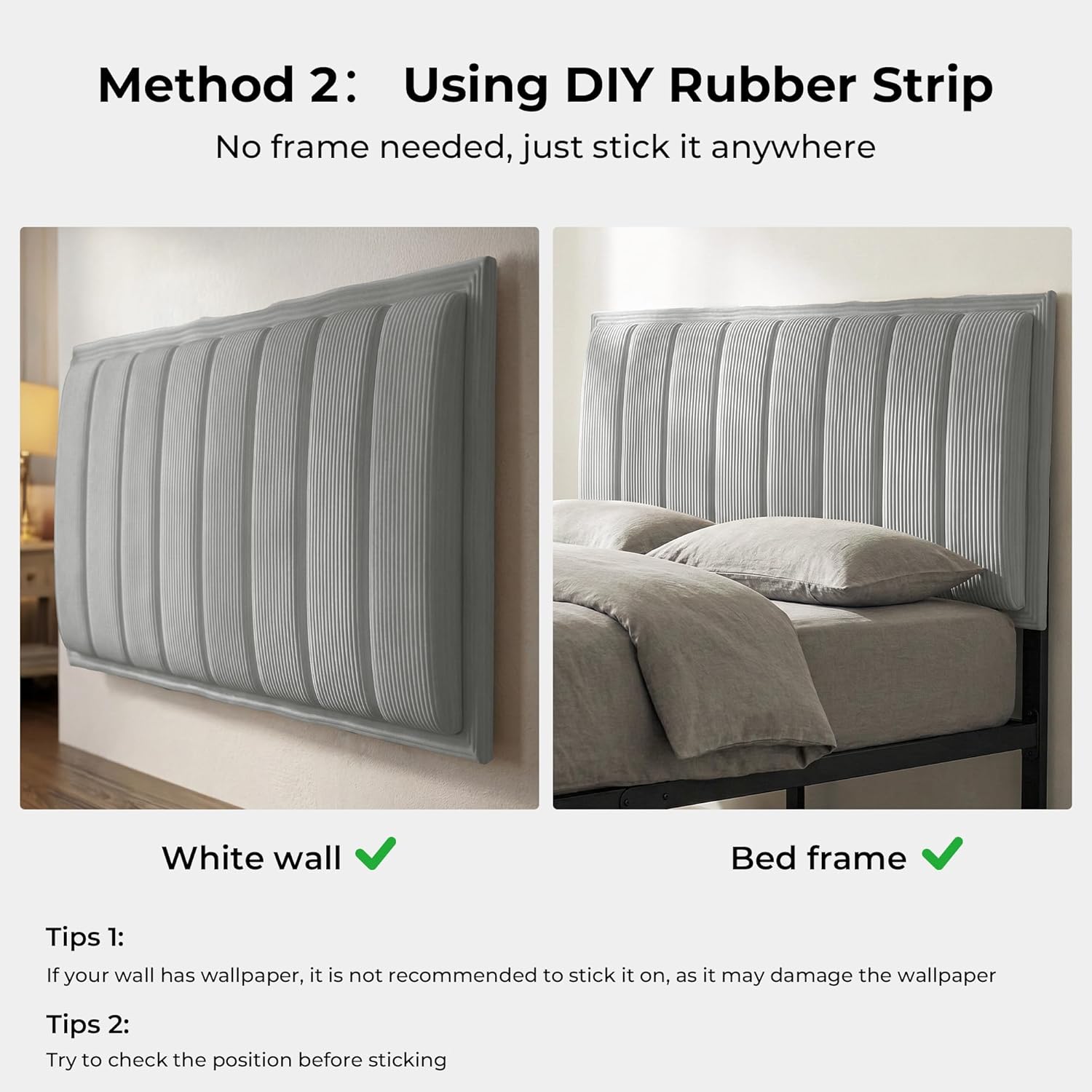 Upholstered DIY Headboard with Metal Frame and Adhesive Strip