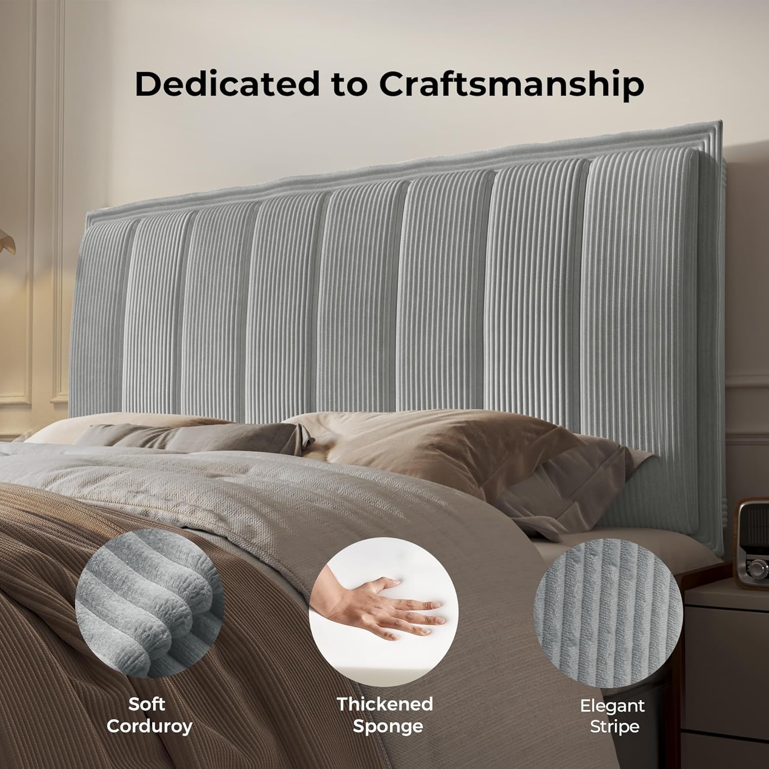 Upholstered DIY Headboard with Metal Frame and Adhesive Strip