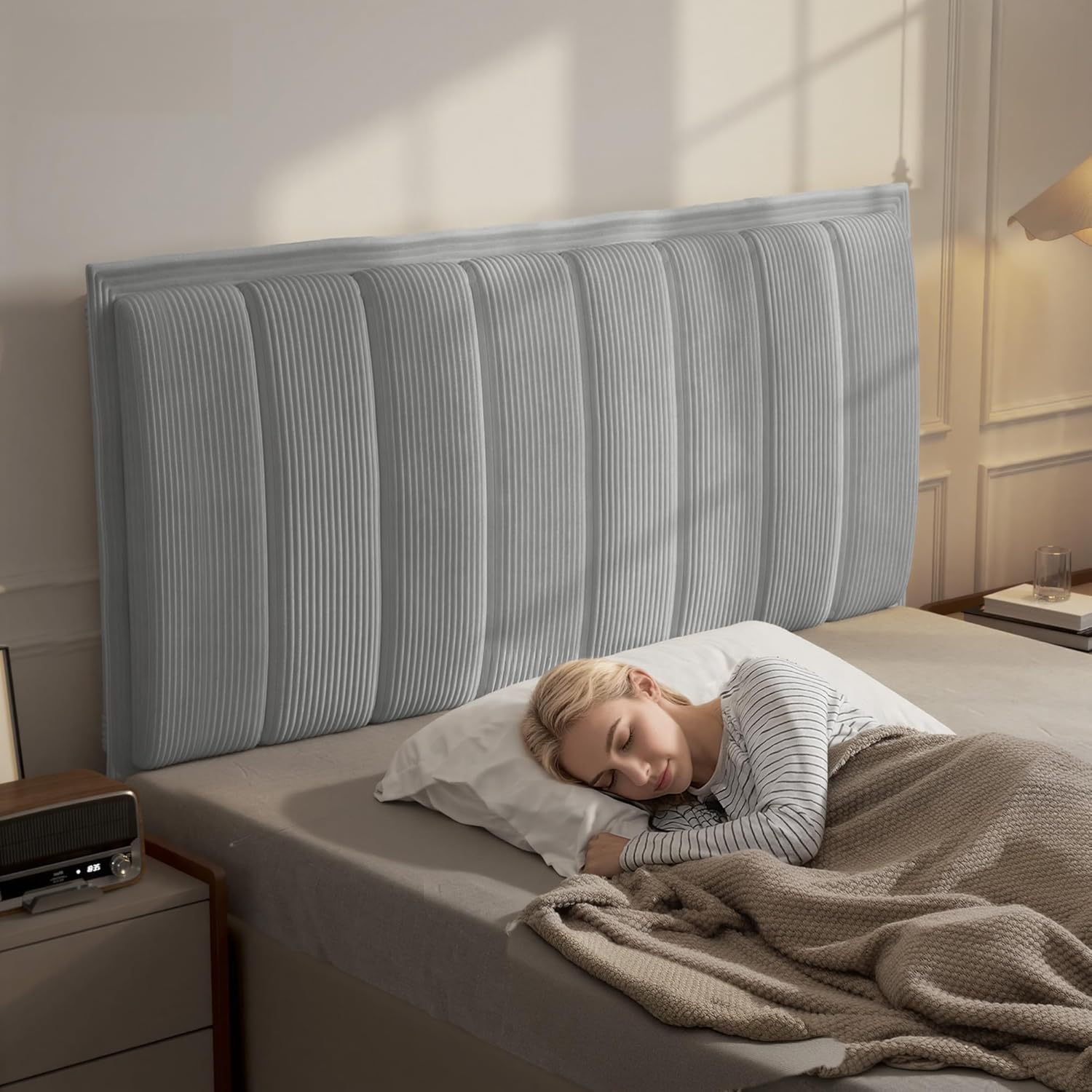 Upholstered DIY Headboard with Metal Frame and Adhesive Strip