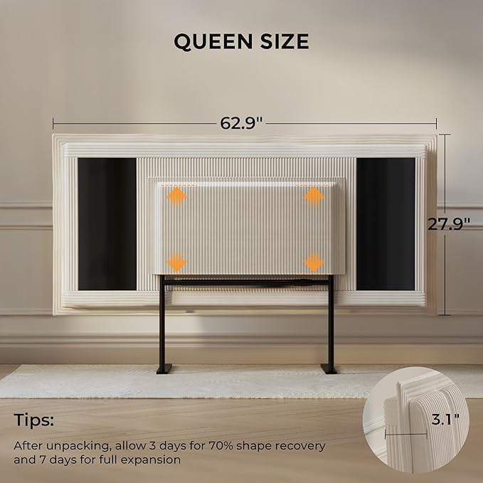 Upholstered DIY Headboard with Metal Frame and Adhesive Strip