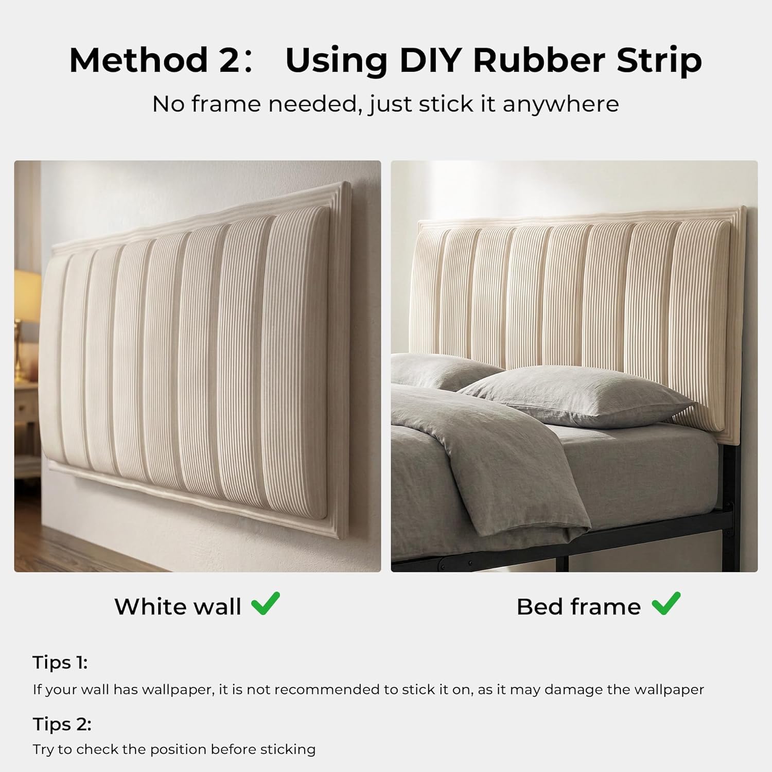 Upholstered DIY Headboard with Metal Frame and Adhesive Strip