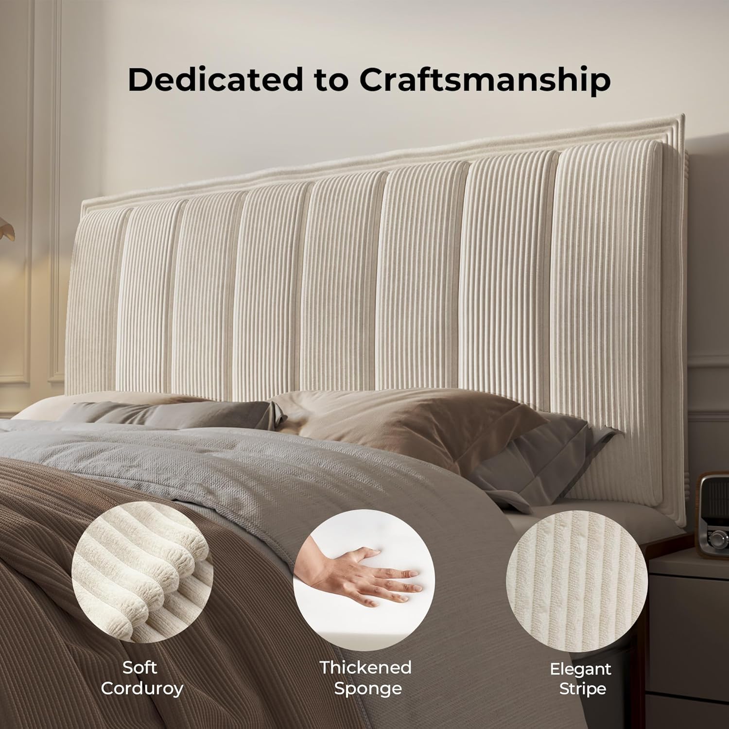 Upholstered DIY Headboard with Metal Frame and Adhesive Strip