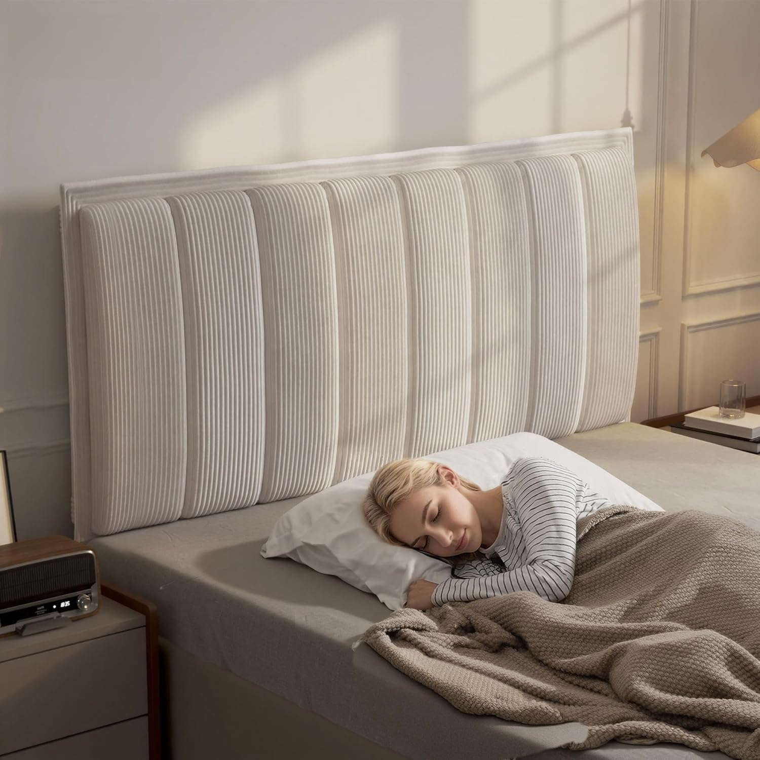Upholstered DIY Headboard with Metal Frame and Adhesive Strip