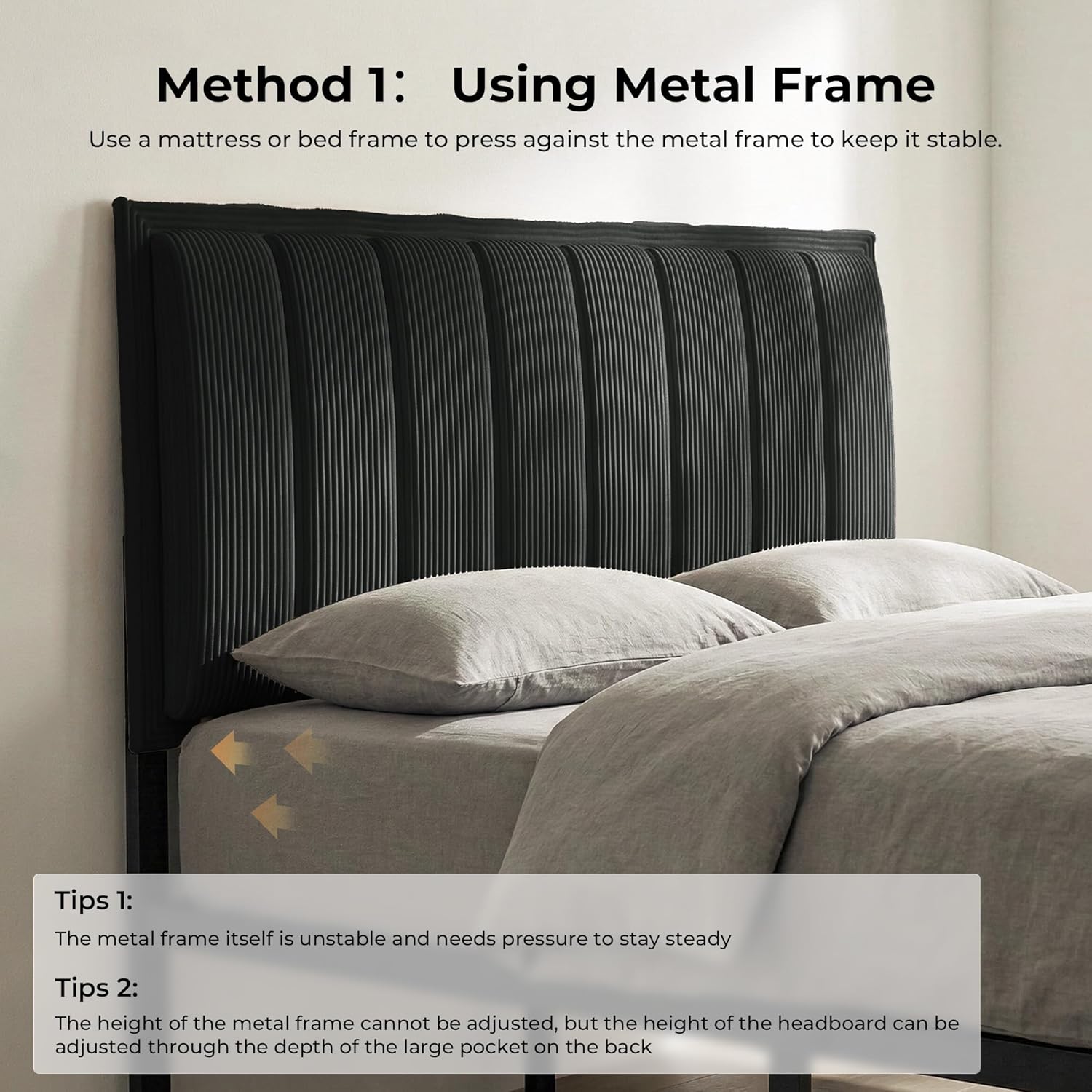 Upholstered DIY Headboard with Metal Frame and Adhesive Strip