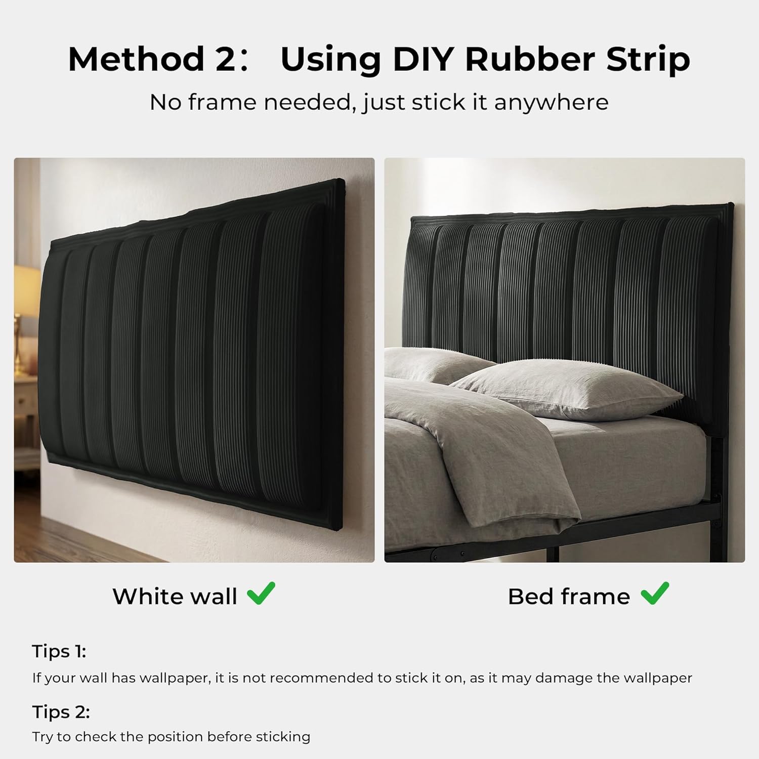 Upholstered DIY Headboard with Metal Frame and Adhesive Strip