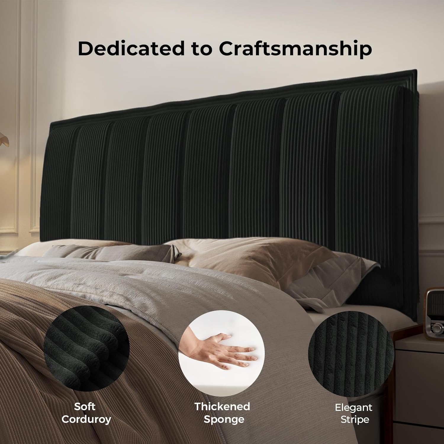 Upholstered DIY Headboard with Metal Frame and Adhesive Strip