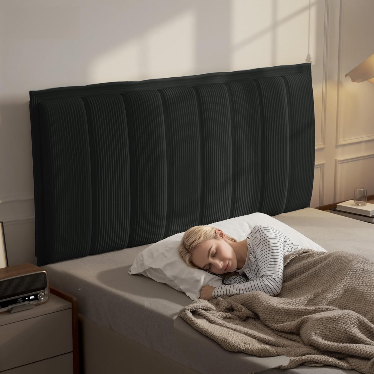 Upholstered DIY Headboard with Metal Frame and Adhesive Strip