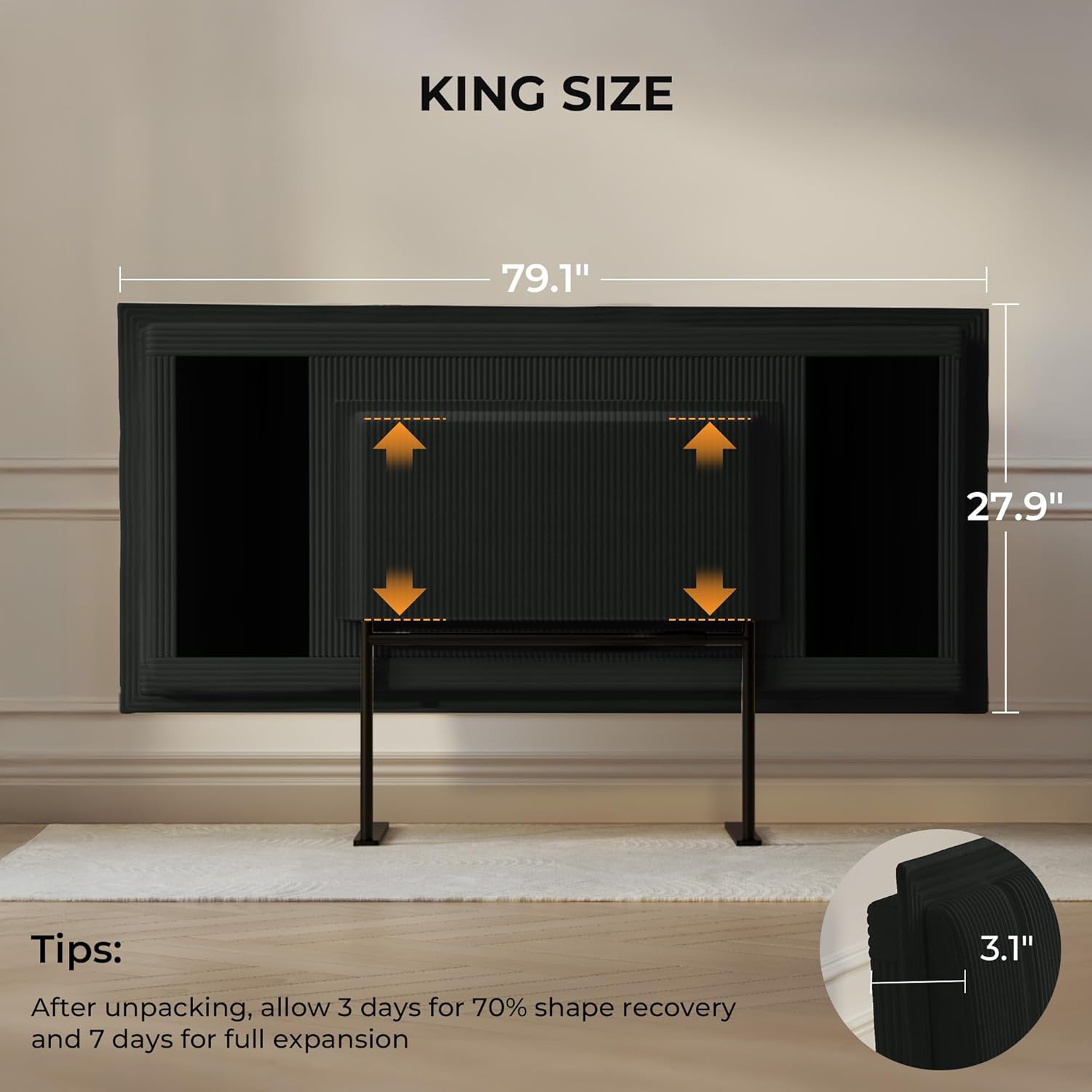 Upholstered DIY Headboard with Metal Frame and Adhesive Strip