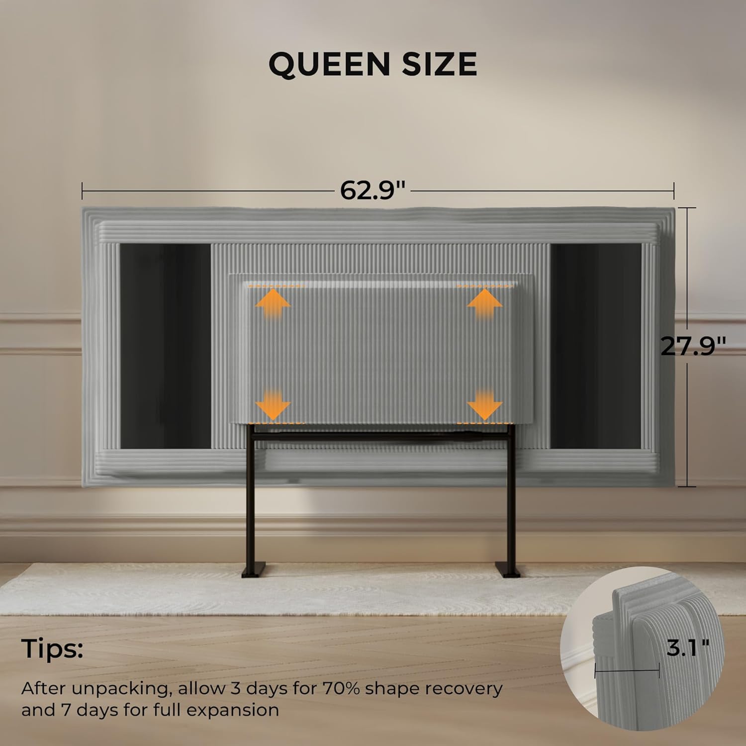 Upholstered DIY Headboard with Metal Frame and Adhesive Strip