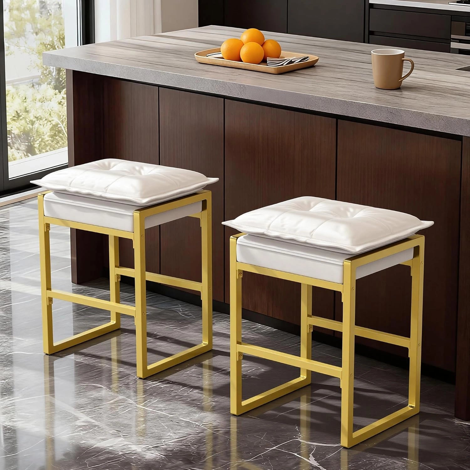 Modern Counter-Height Bar Stools with Double-Layer Cloud Cushions