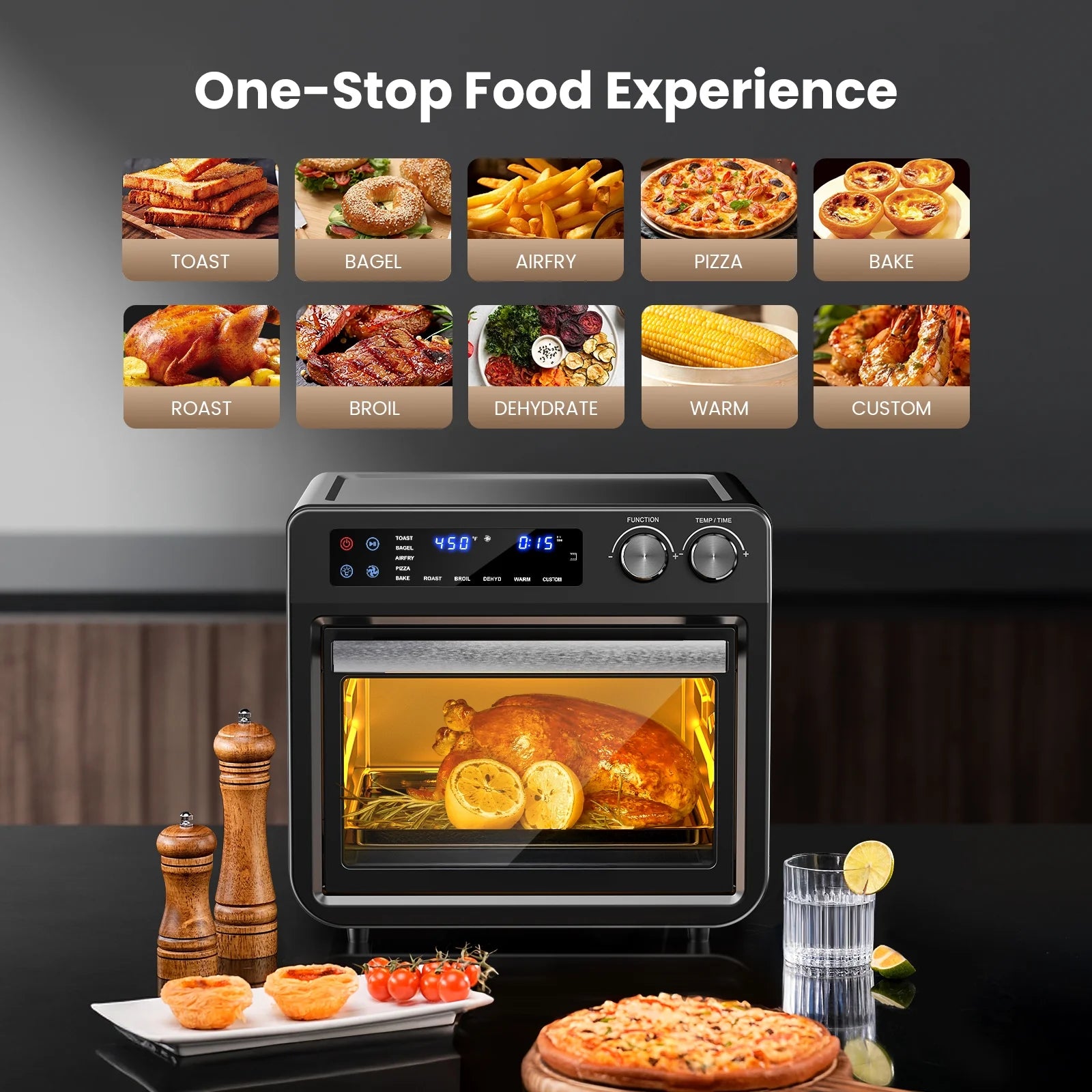 26QT Air Fryer Oven ,1800W,Black
