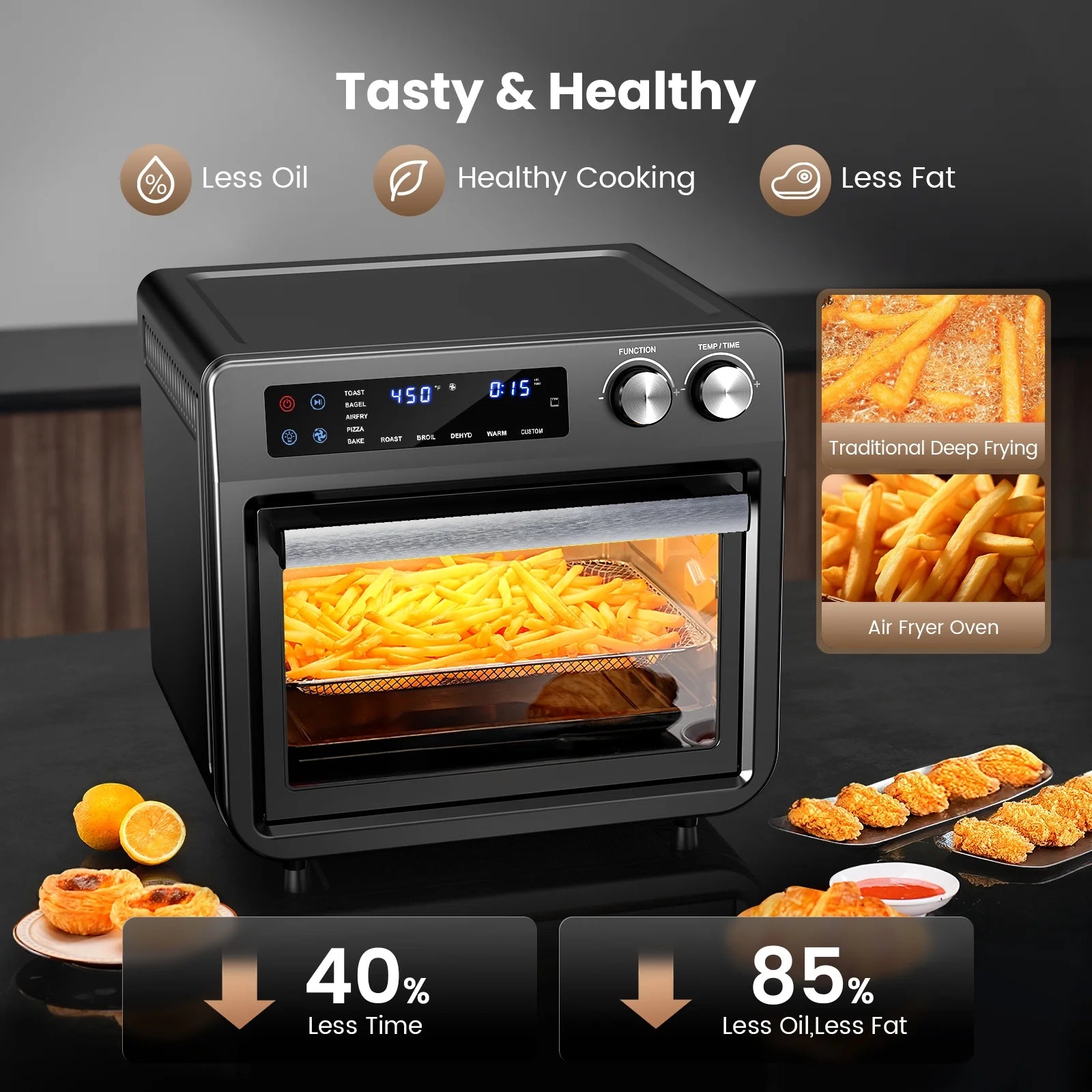 26QT Air Fryer Oven ,1800W,Black