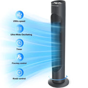 32 Inch Oscillating Cooling Tower Fan with 3 Speeds & Pentatonic Button