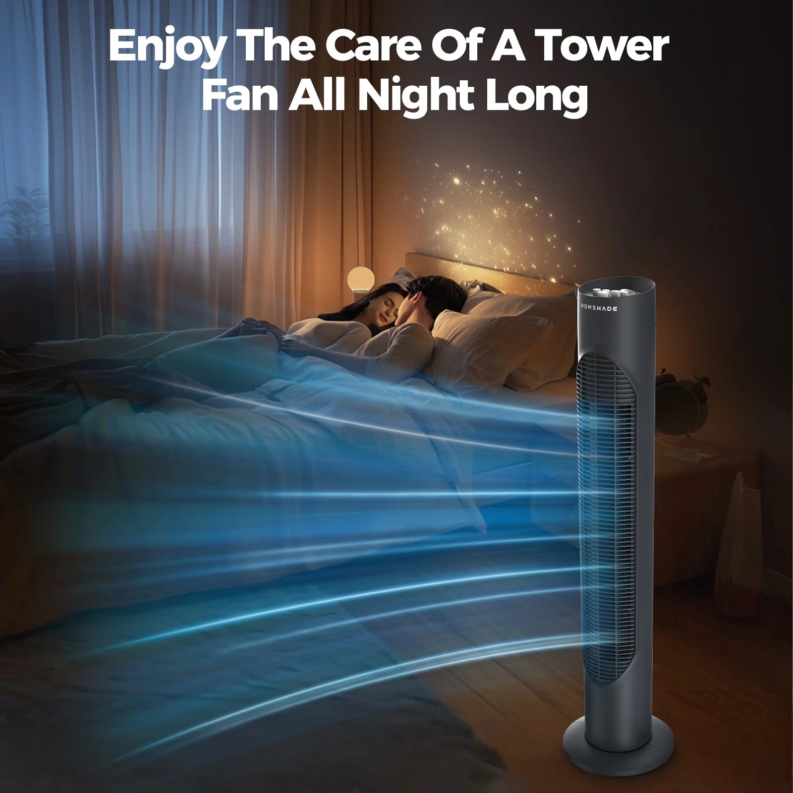 32 Inch Oscillating Cooling Tower Fan with 3 Speeds & Pentatonic Button