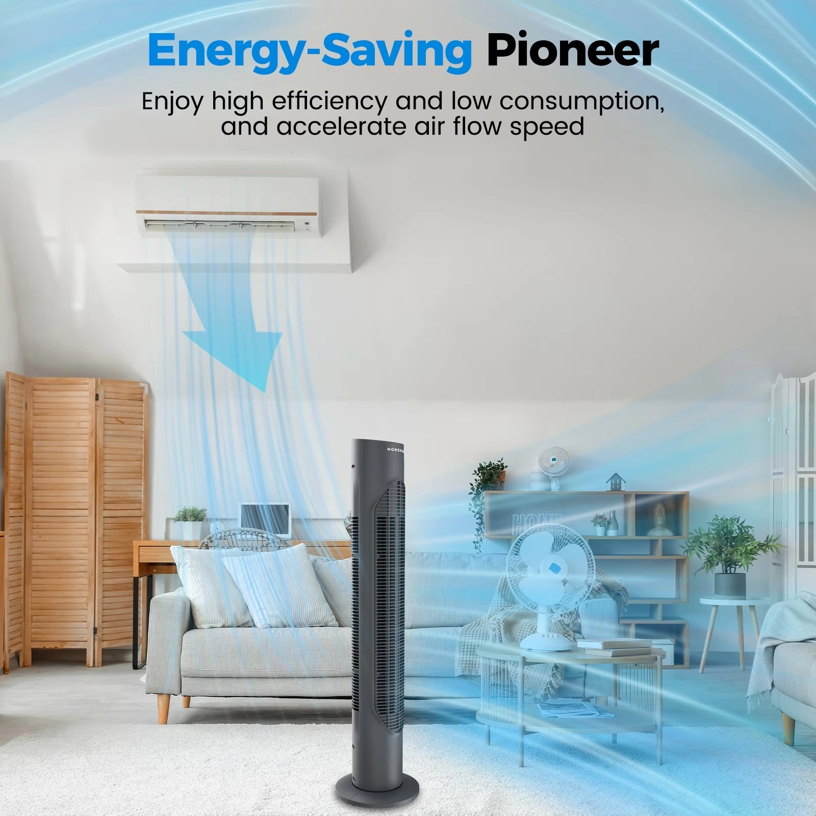 32 Inch Oscillating Cooling Tower Fan with 3 Speeds & Pentatonic Button