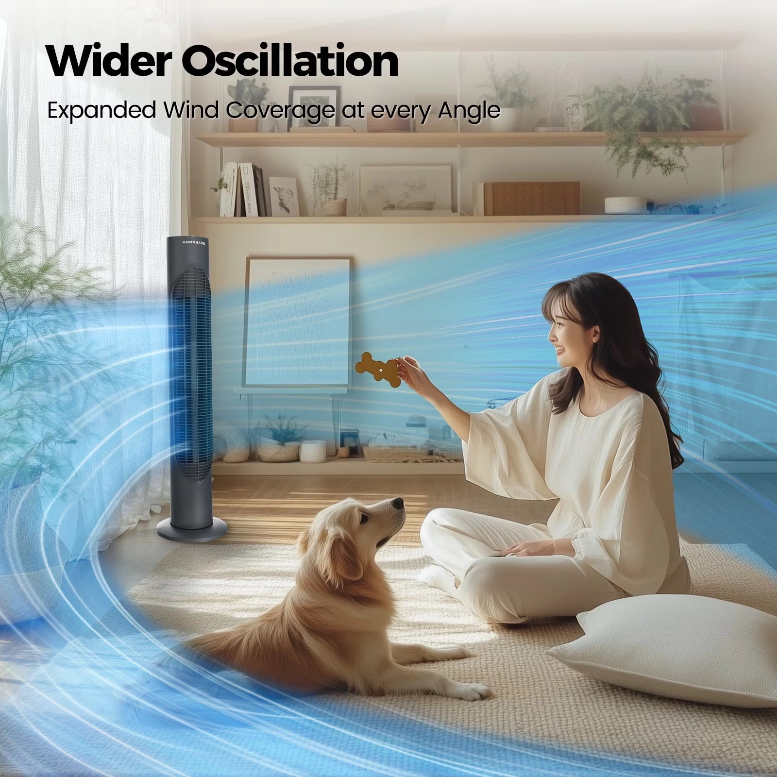 32 Inch Oscillating Cooling Tower Fan with 3 Speeds & Pentatonic Button