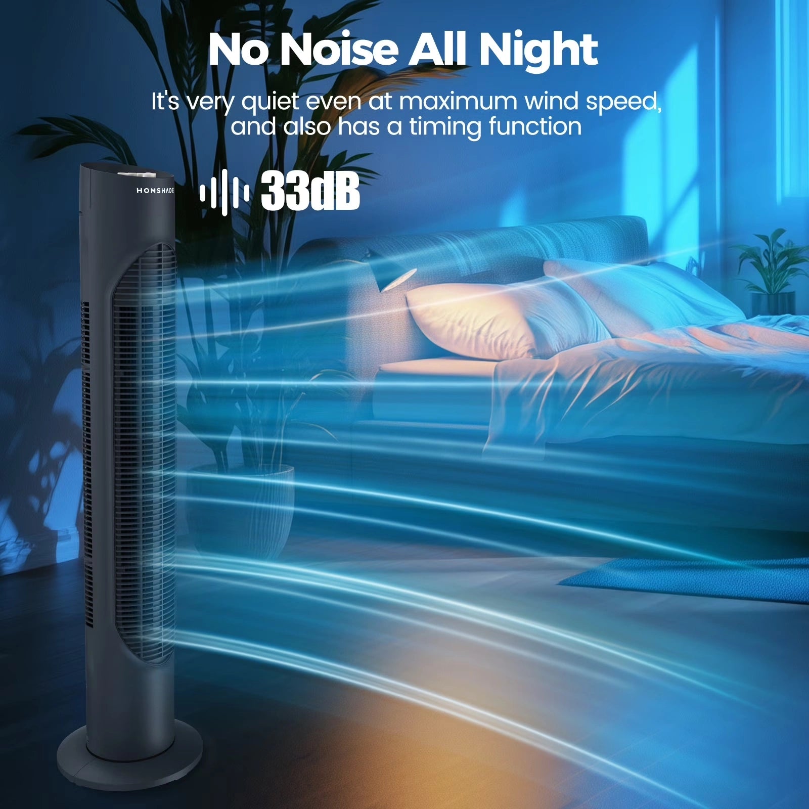 32 Inch Oscillating Cooling Tower Fan with 3 Speeds & Pentatonic Button