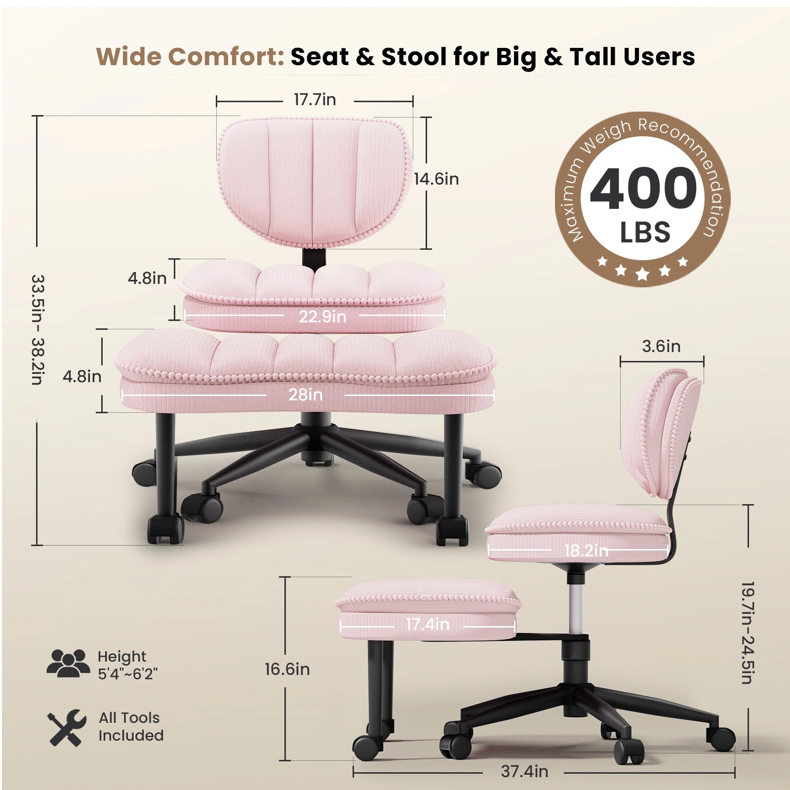 LPTYZ03 Criss Cross Office Chair, Extra-Wide Multi-Position Cloud Desk Chair