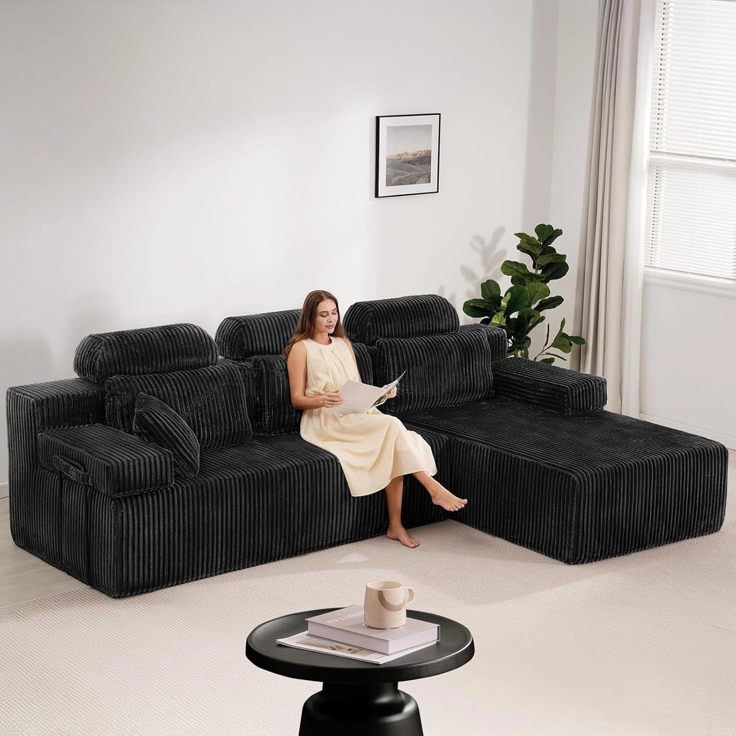 LH08 106 Inch Sectional Couch with High Backrest（L-Shape）
