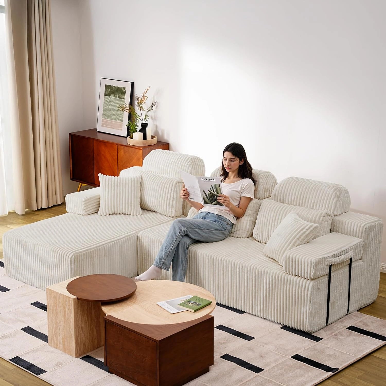 LH08 106 Inch Sectional Couch with High Backrest（L-Shape）