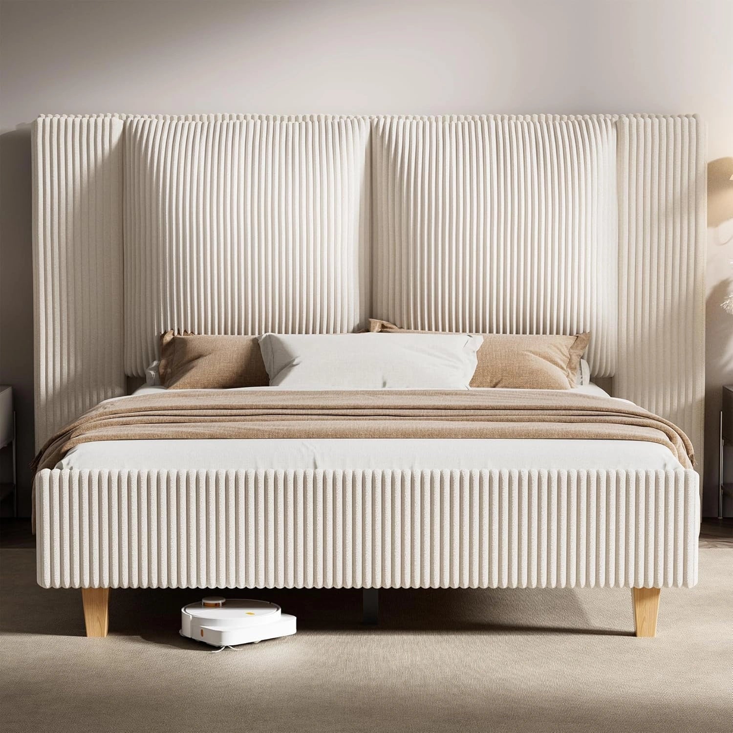Upholstered Bed Frame with 51" Tall Headboard