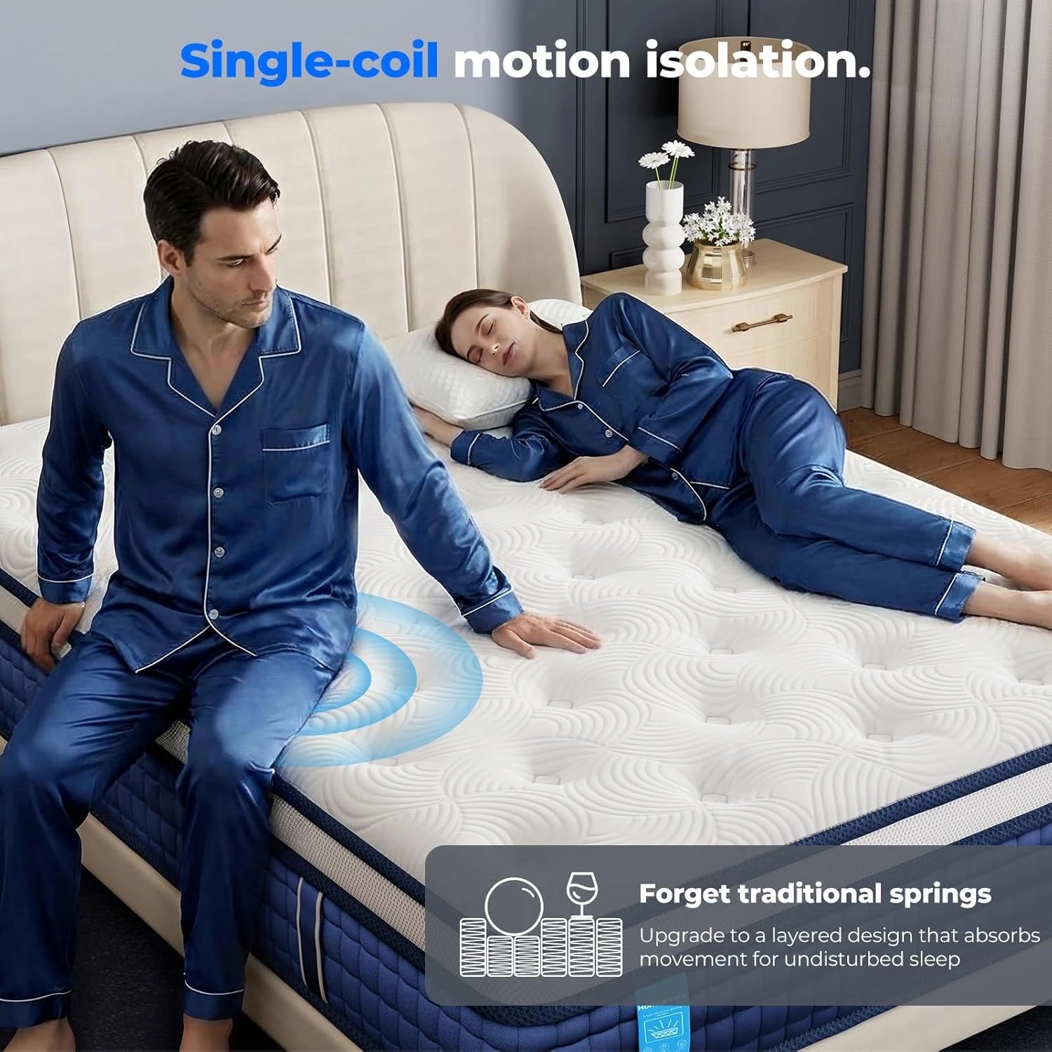 Cooling Hybrid Mattress with Gel Memory Foam and Pocket Coils(10–12")