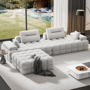 132" L-Shaped Modular Sectional Sofa, Oversized Cloud Boneless Sofa for Living Room, White