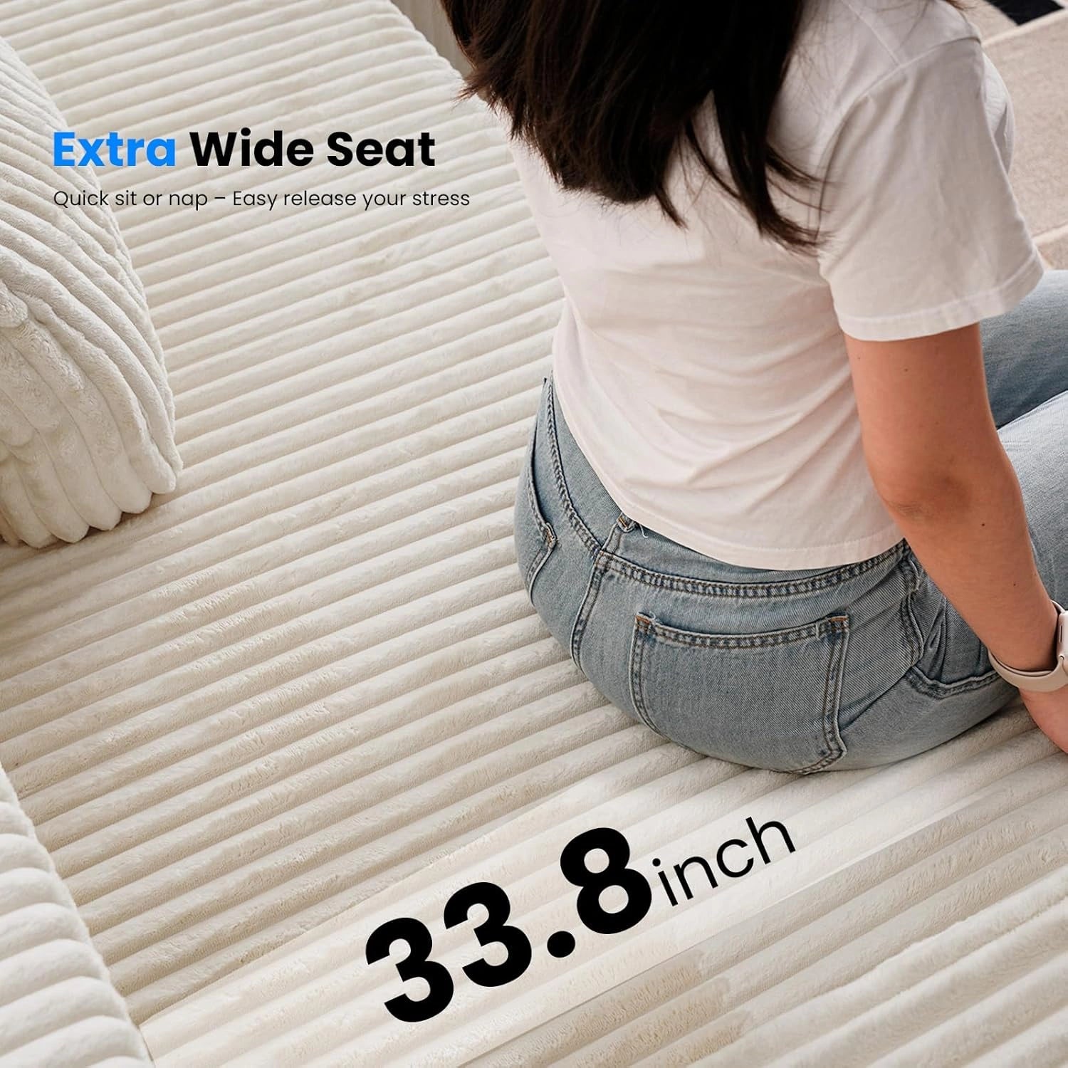 LH09 141 Inch Cloud Sectional Couch with High Backrest（U-Shaped）