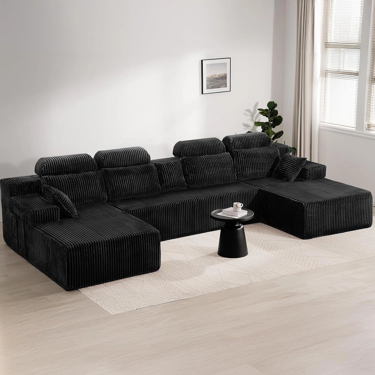 LH09 141 Inch Cloud Sectional Couch with High Backrest（U-Shaped）