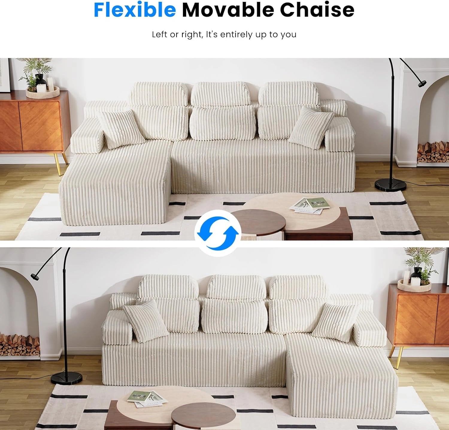 LH09 141 Inch Cloud Sectional Couch with High Backrest（U-Shaped）