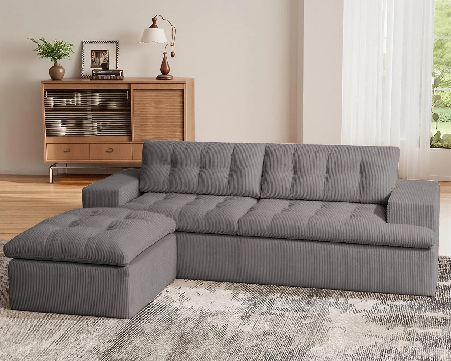 85 Inch L-Shaped Cloud Sectional Boneless Sofa