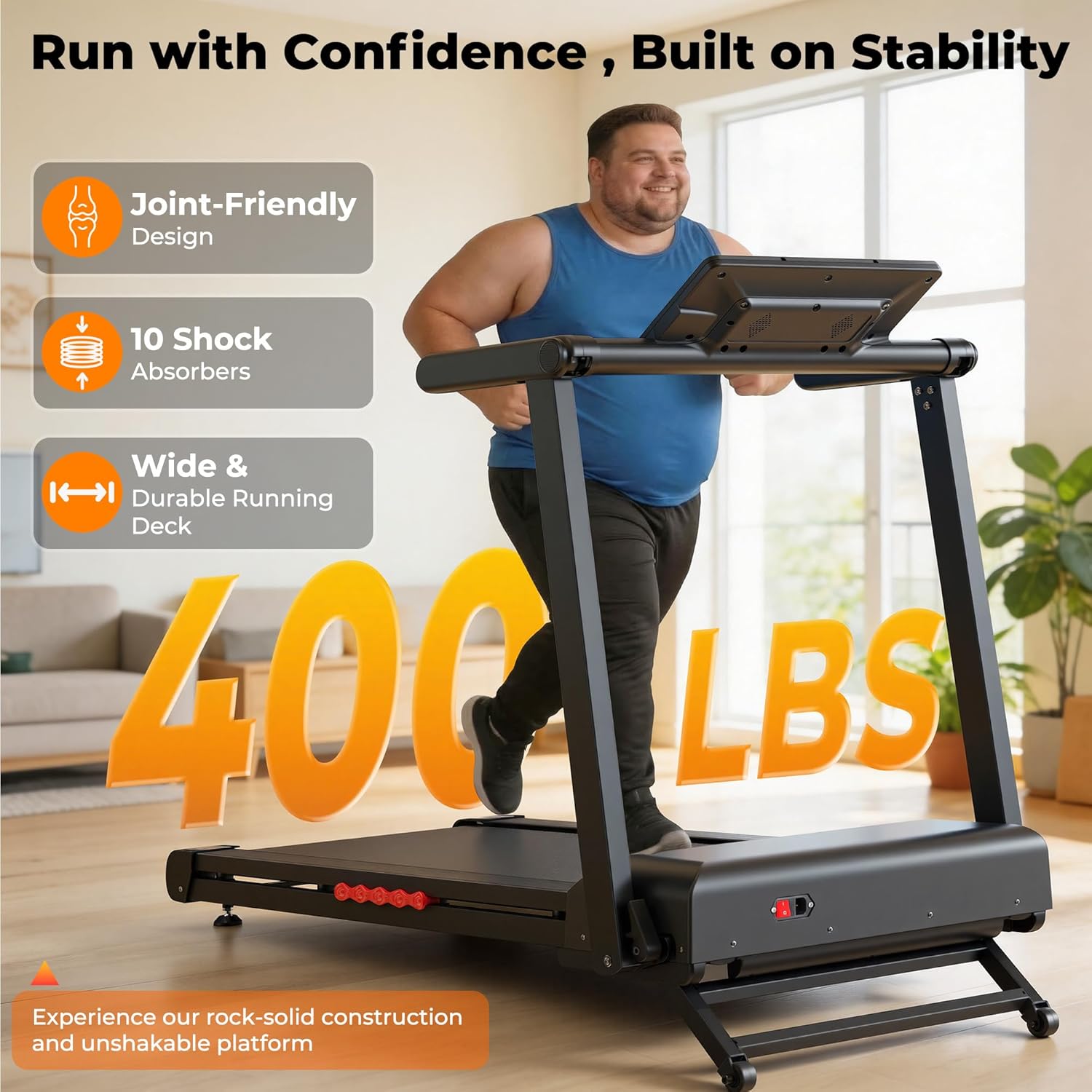 JT62 Foldable Treadmill 4.5 PH Motor 18° Auto Incline Walking Pad 18" LED Smart Display