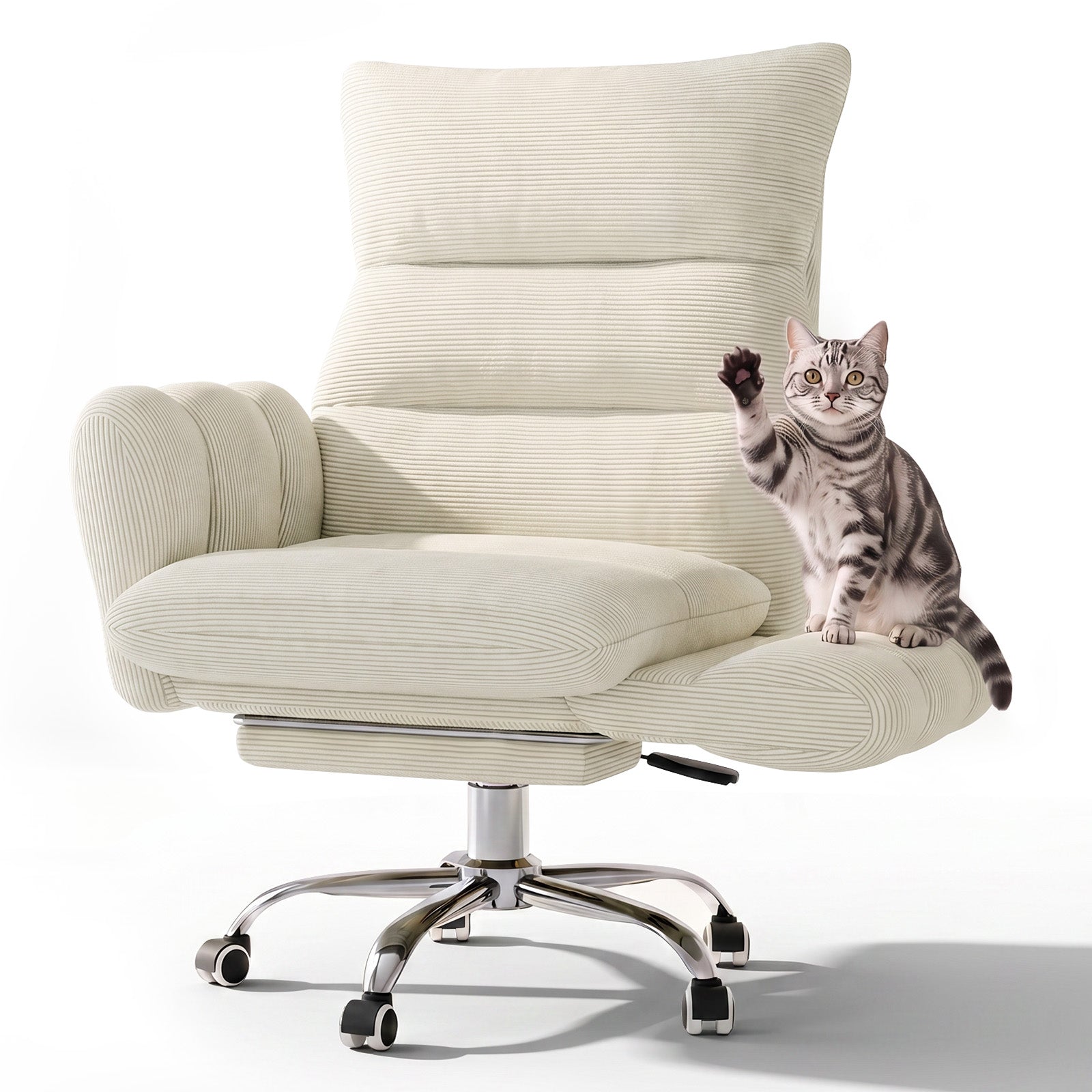 LBGYZ08 Criss Cross Desk Chair with Footrest & Flip-Up Arms, Extra Wide Seat Comfy Executive Ergonomic Computer Chair