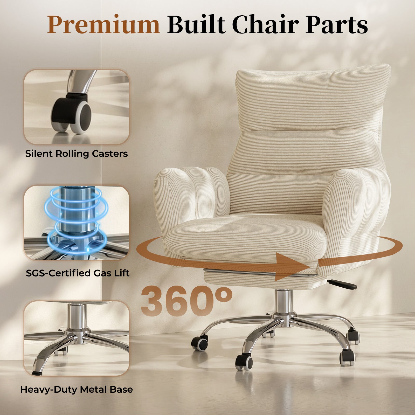 LBGYZ08 Criss Cross Desk Chair with Footrest & Flip-Up Arms, Extra Wide Seat Comfy Executive Ergonomic Computer Chair