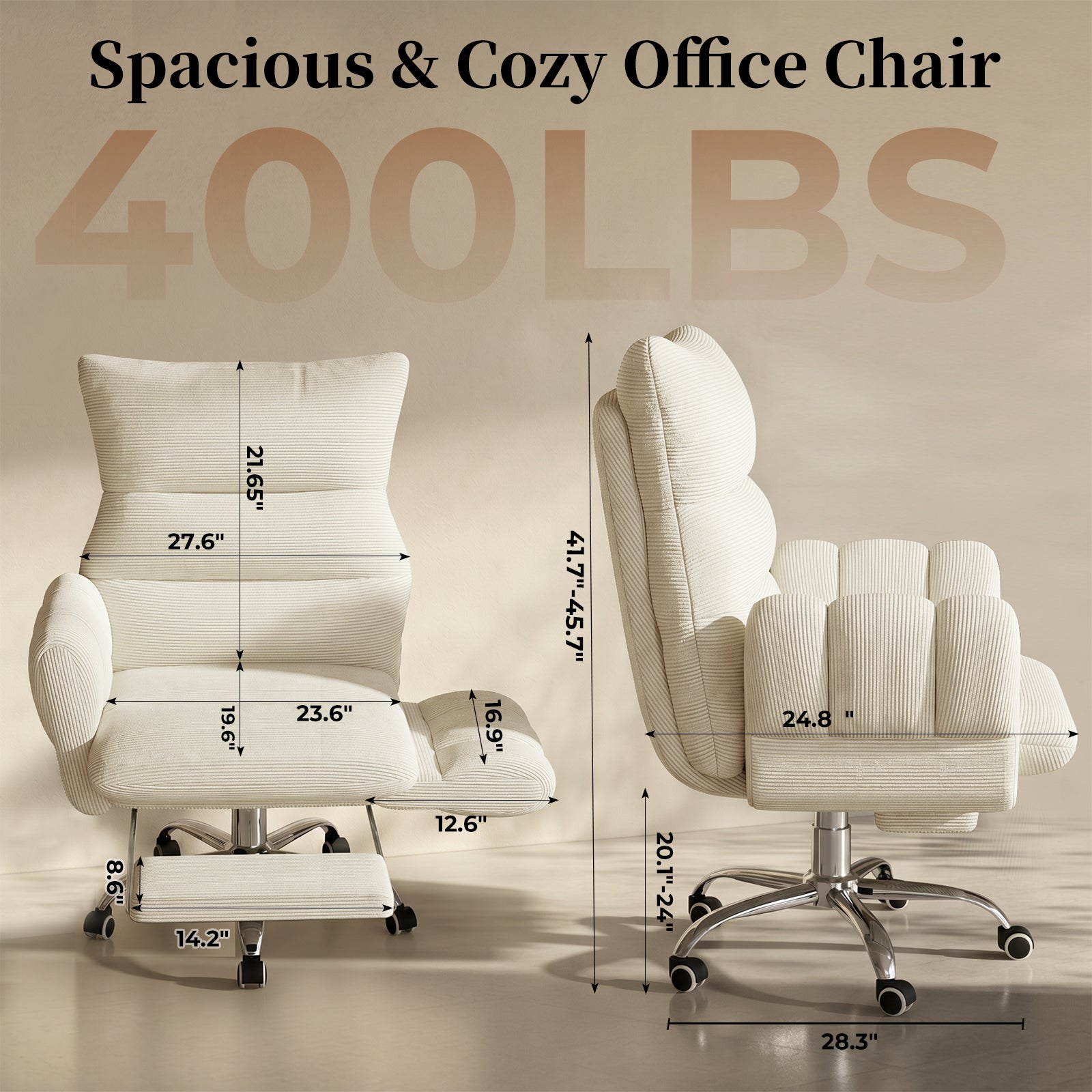 LBGYZ08 Criss Cross Desk Chair with Footrest & Flip-Up Arms, Extra Wide Seat Comfy Executive Ergonomic Computer Chair