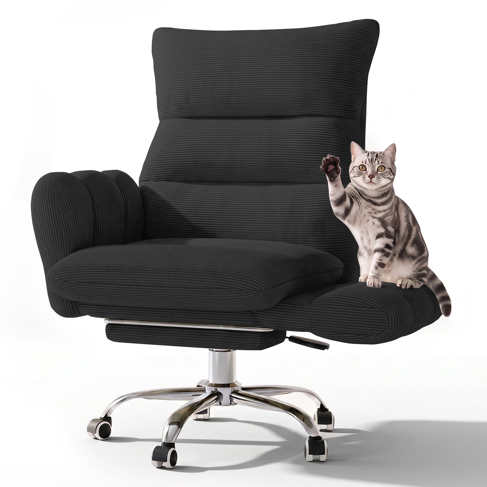 LBGYZ08 Criss Cross Desk Chair with Footrest & Flip-Up Arms, Extra Wide Seat Comfy Executive Ergonomic Computer Chair,Black