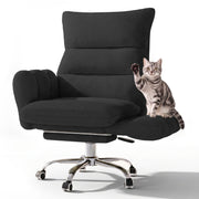 LBGYZ08 Criss Cross Desk Chair with Footrest & Flip-Up Arms, Extra Wide Seat Comfy Executive Ergonomic Computer Chair,Black