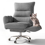 LBGYZ08 Criss Cross Desk Chair with Footrest & Flip-Up Arms, Extra Wide Seat Comfy Executive Ergonomic Computer Chair,Grey