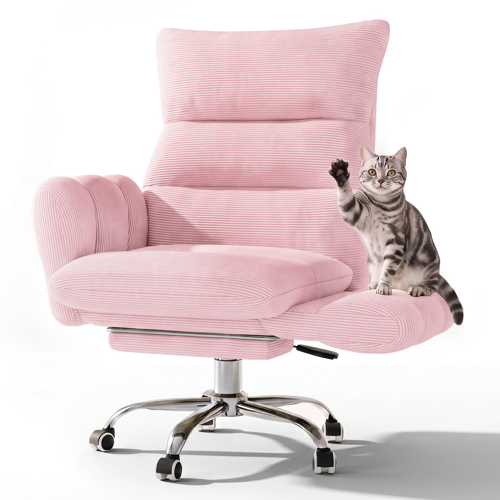 LBGYZ08 Criss Cross Desk Chair with Footrest & Flip-Up Arms, Extra Wide Seat Comfy Executive Ergonomic Computer Chair,Pink