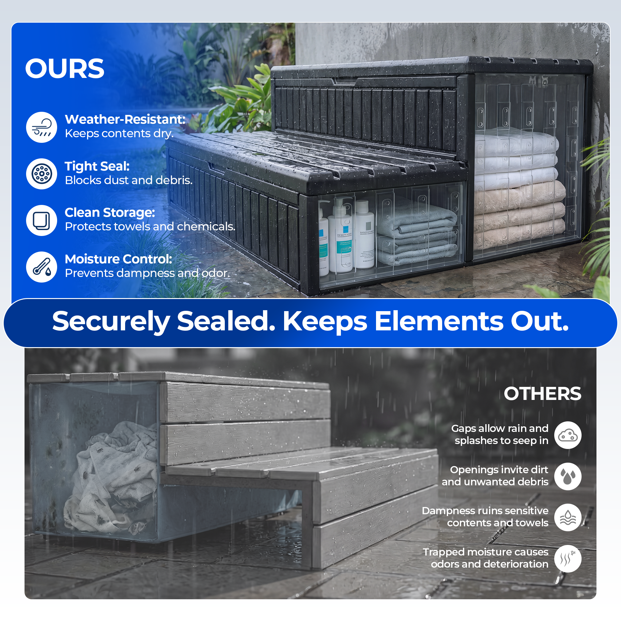 OS01 Hot Tub Steps with Storage, 1000 lbs Heavy Duty 2-Step Spa Stairs for Outdoor Hot Tub, RV & Pool,Black