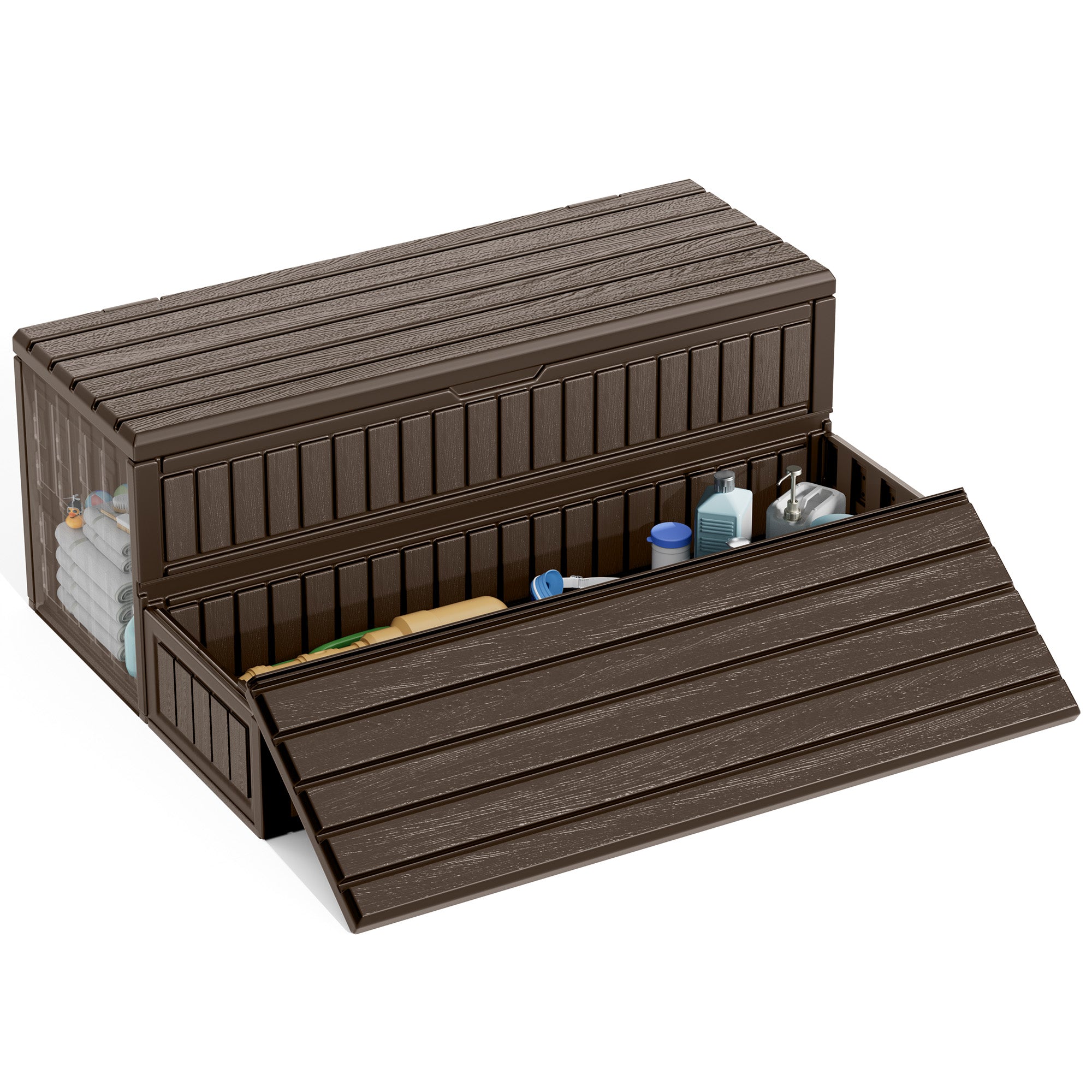 OS01 Hot Tub Steps with Storage, 1000 lbs Heavy Duty 2-Step Spa Stairs for Outdoor Hot Tub, RV & Pool,Coffee
