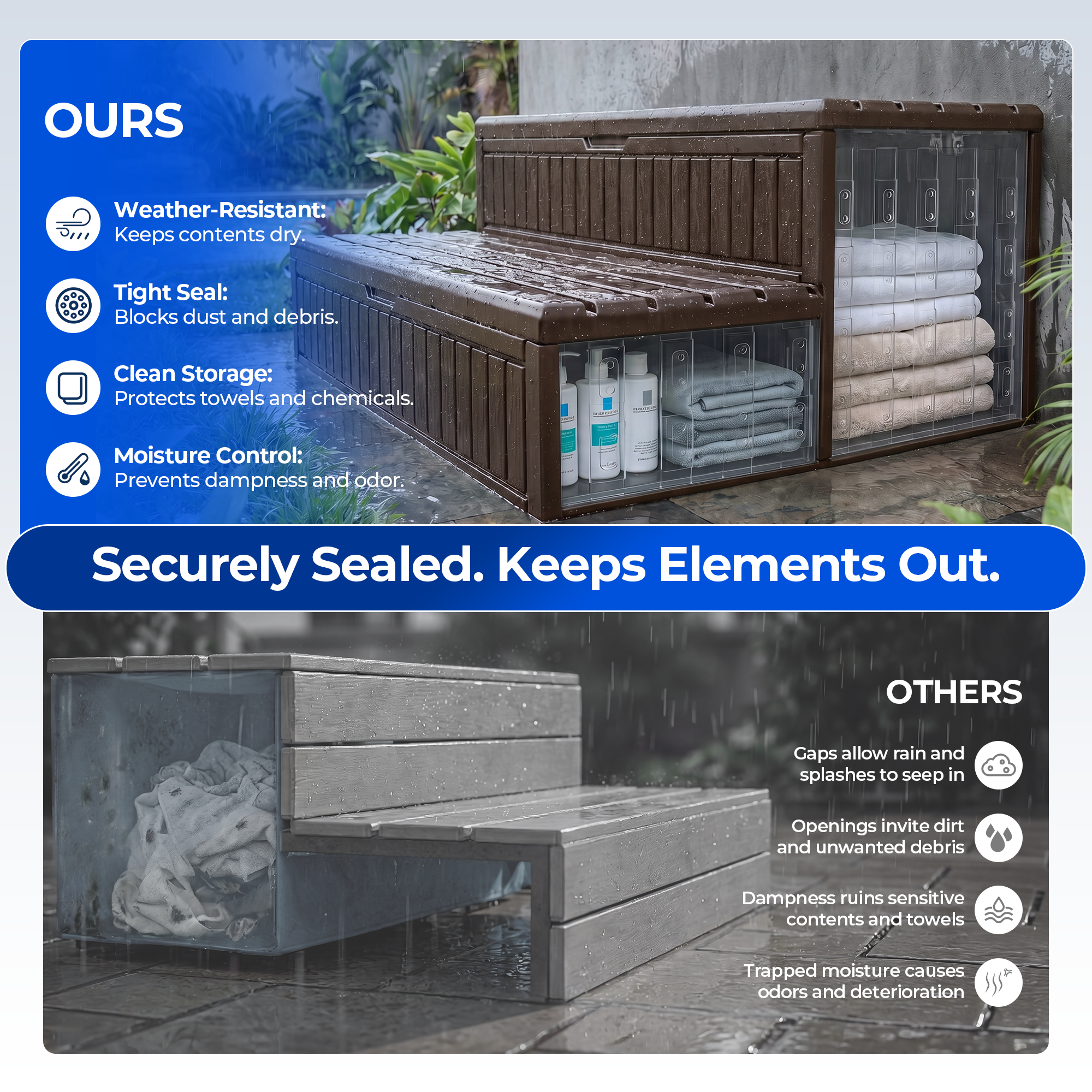 OS01 Hot Tub Steps with Storage, 1000 lbs Heavy Duty 2-Step Spa Stairs for Outdoor Hot Tub, RV & Pool,Coffee