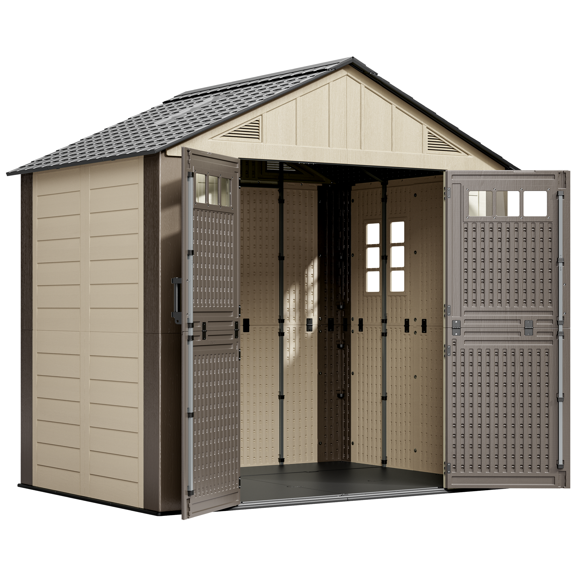 OS02 Outdoor Storage Shed with Floor,All-Weather Resin Garden Shed with 54" Extra-Wide Doors