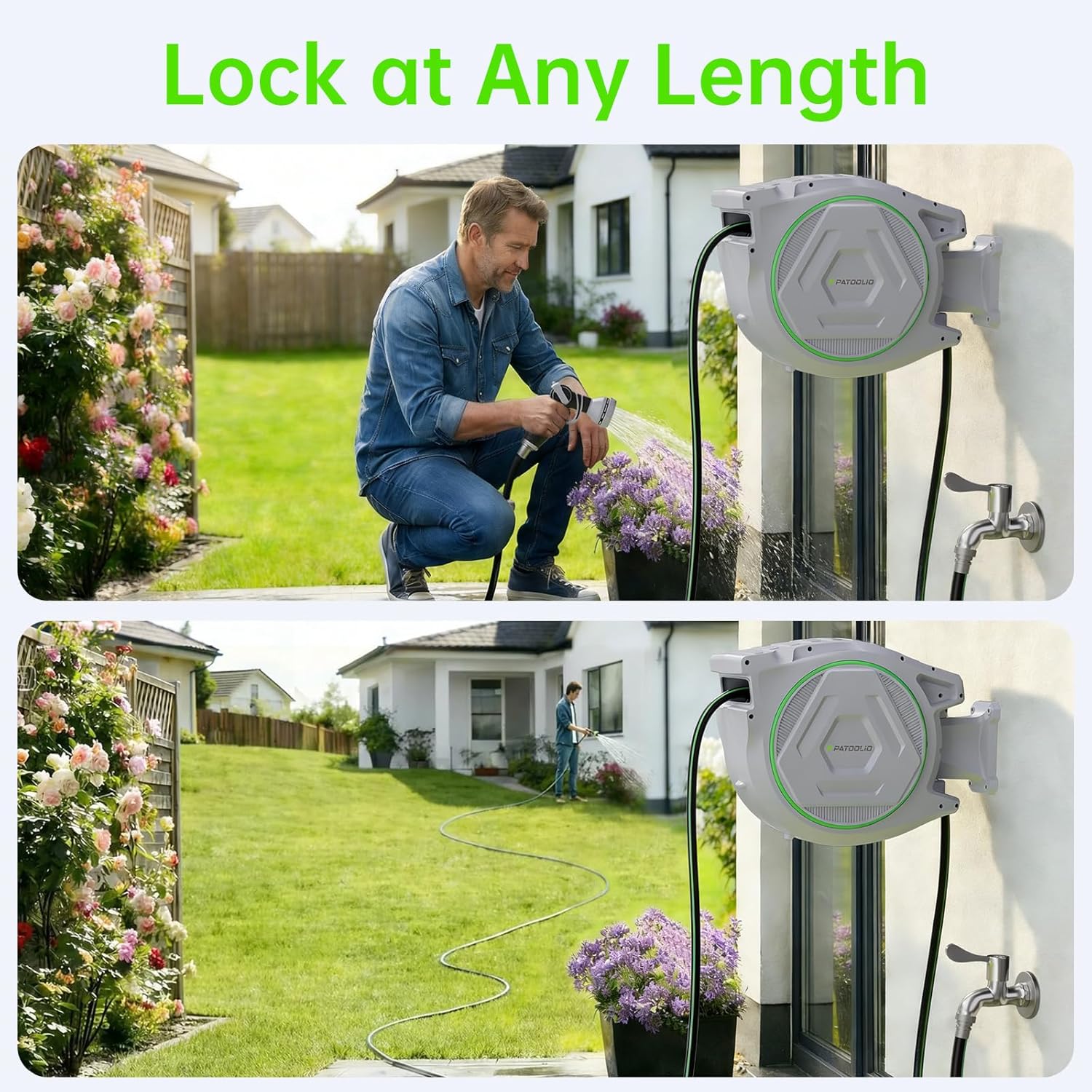 H85 Auto Retractable Garden Hose Reel 5/8 in x 100 ft