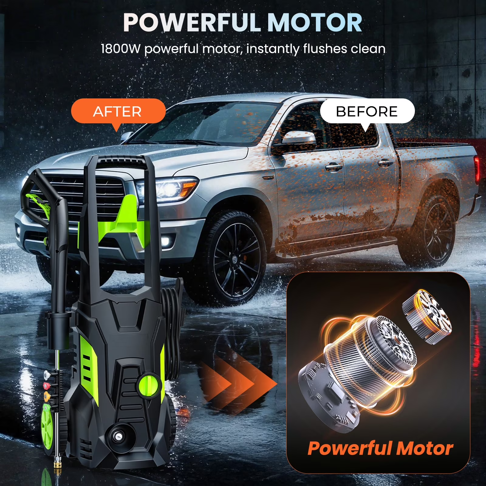 PW80 1800W 5000PSI 3.0 GPM Electric Pressure Washer
