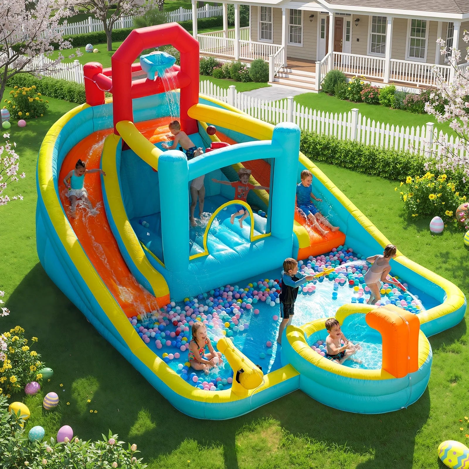 9 in 1 Large Inflatable Water Slide Bounce House