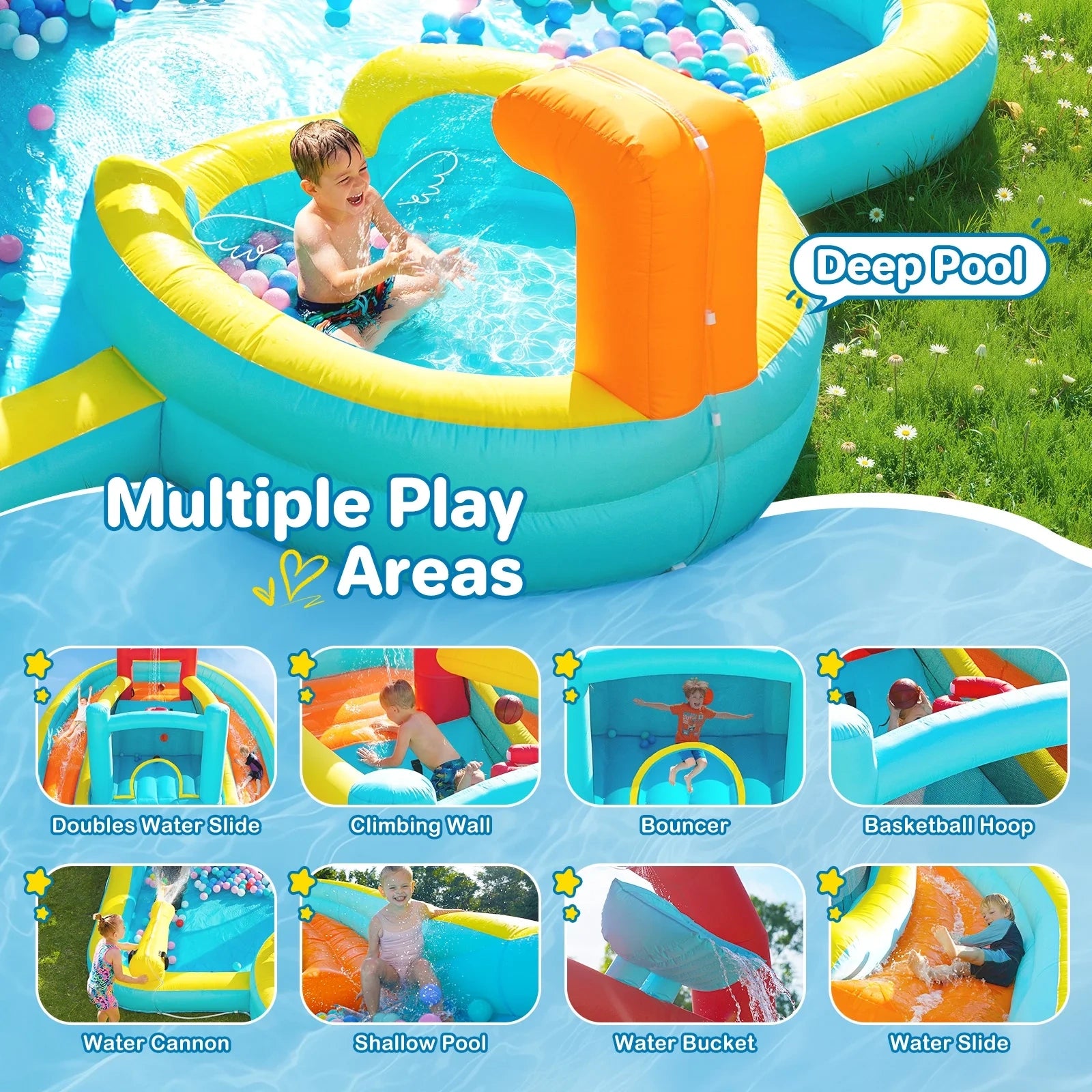9 in 1 Large Inflatable Water Slide Bounce House