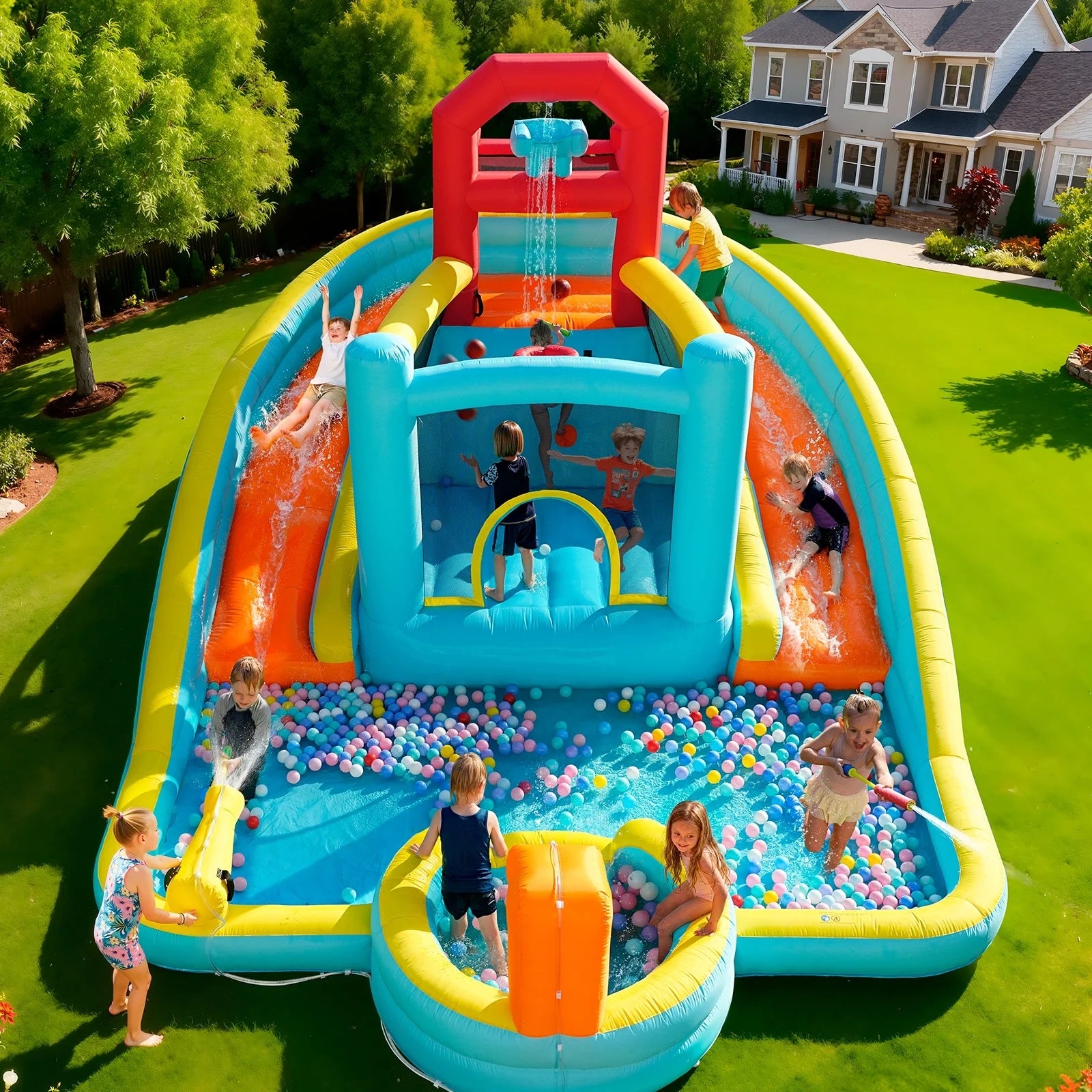 9 in 1 Large Inflatable Water Slide Bounce House
