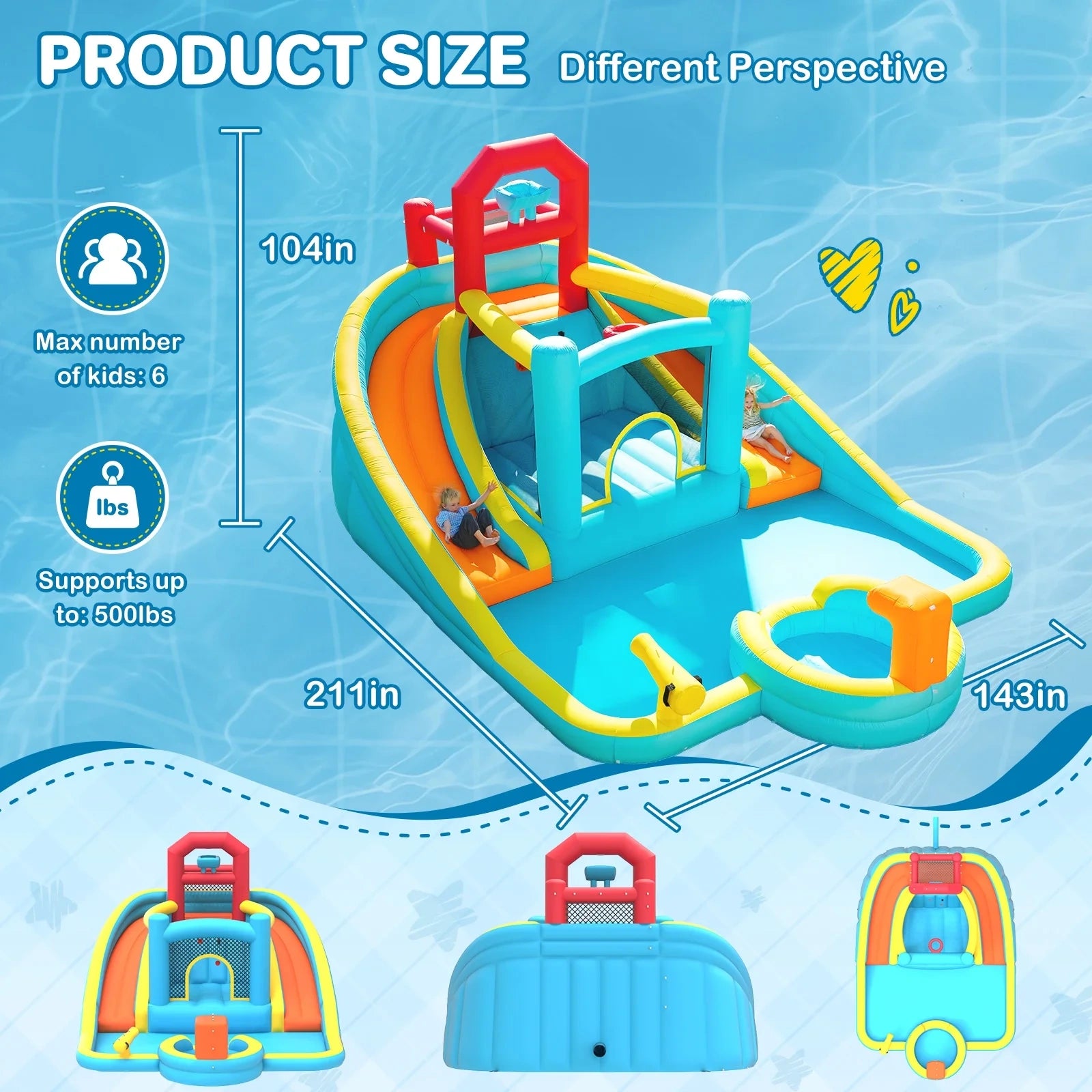 9 in 1 Large Inflatable Water Slide Bounce House